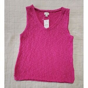 J.Crew Sleeveless Sweater Tank sz. S‎ Pink Crewneck Cotton Knit Pullover NWT